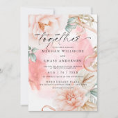 サンゴバラウォーターカラーブーケ 招待状 (正面)