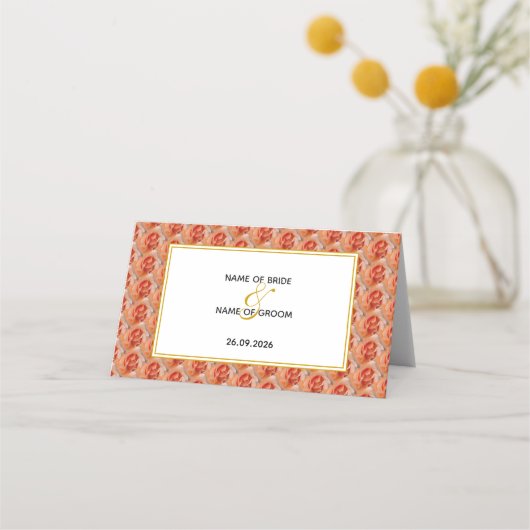 サンゴバラエレガントフローラ結婚のクリスチャン・ビュッフェ プレイスカード (裏面)