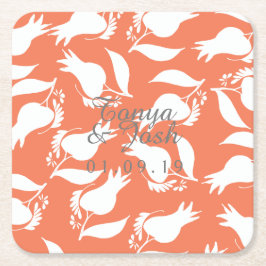 サンゴバラサイロパターン スクエアペーパーコースター