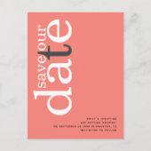 サンゴバラピンクQRコード文字日付の保存 ポストカード (正面)