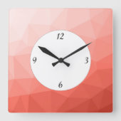 サンゴバラ幾何メッシュグラデーションパターン スクエア壁時計 (正面)