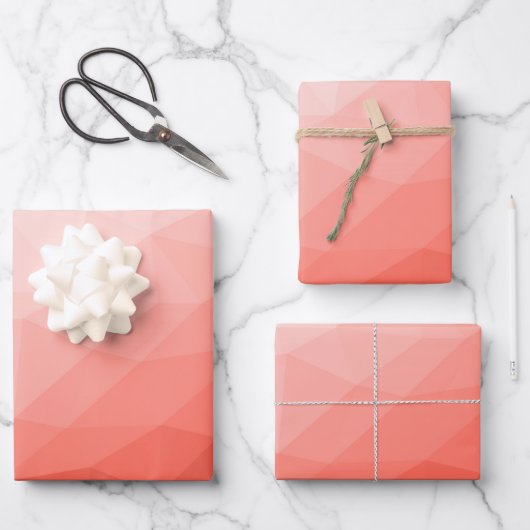 サンゴバラ幾何メッシュグラデーションパターン ラッピングペーパーシート (正面)