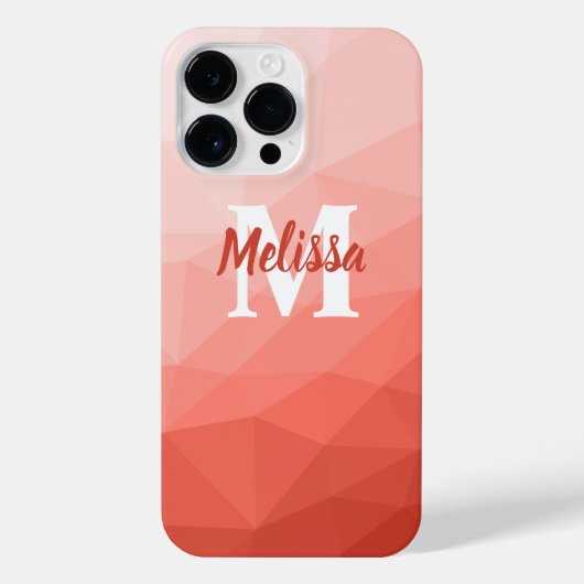 サンゴバラ幾何メッシュグラデーション模様モノグラム iPhoneケース (裏面)