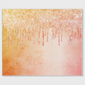 サンゴバラ金ゴールドグリッタードリップピンク誕生日 ラッピングペーパー (フラット)