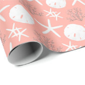 サンゴバラ金ゴールドヒトデ沿岸クリスマス ラッピングペーパー (ロールコーナー)