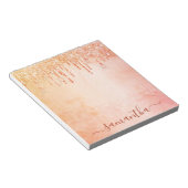 サンゴバラ金ゴールドピンクグリッター大理石グラムモノグラム ノートパッド (アングル)