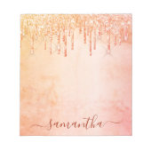 サンゴバラ金ゴールドピンクグリッター大理石グラムモノグラム ノートパッド (正面)