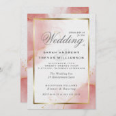 サンゴバラ金ゴールド抽象芸術マーリーウォーター色 招待状 (正面/裏面)