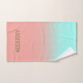 サンゴパーソナライズされたとターコイズストライプ ハンドタオル (ハンドタオル)