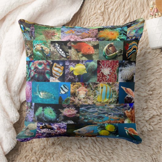 サンゴパーソナライズされた礁海洋生物 クッション (ブランケット)