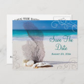 サンゴビーチ日付の保存先ウェディングカード 案内ポストカード (正面/裏面)