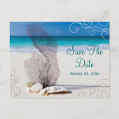 サンゴビーチ日付の保存先ウェディングカード 案内ポストカード (正面)