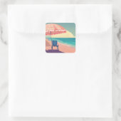 サンゴビーチ椅子、傘、ティール(緑がかった色)ビーチ スクエアシール (バッグ)