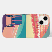 サンゴビーチ椅子、傘、ティール(緑がかった色)ビーチ Case-Mate iPhoneケース (裏面 (横))