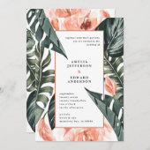 サンゴピンクと熱帯の葉結婚の葉 (正面/裏面)