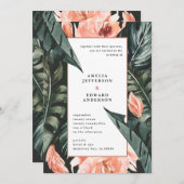 サンゴピンクと熱帯の葉結婚の葉 (正面/裏面)