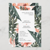 サンゴピンクと熱帯の葉結婚の葉 (正面/裏面)