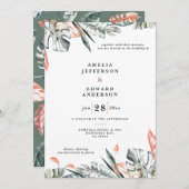 サンゴピンクと熱帯の葉結婚の葉 (正面/裏面)