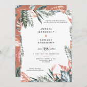 サンゴピンクと熱帯の葉結婚の葉 (正面/裏面)