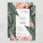 サンゴピンクと熱帯の葉結婚の葉 (正面/裏面)