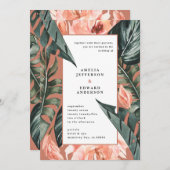 サンゴピンクと熱帯の葉結婚の葉 (正面/裏面)