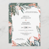 サンゴピンクと熱帯の葉結婚の葉 (正面/裏面)