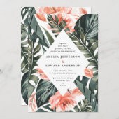 サンゴピンクと熱帯の葉結婚の葉 (正面/裏面)