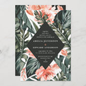 サンゴピンクと熱帯の葉結婚の葉 (正面/裏面)