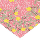 サンゴピンクに黄色いジャスミンの花 ショートテーブルランナー (コーナー)