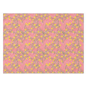 サンゴピンクに黄色いジャスミンの花 テーブルクロス (正面(横))