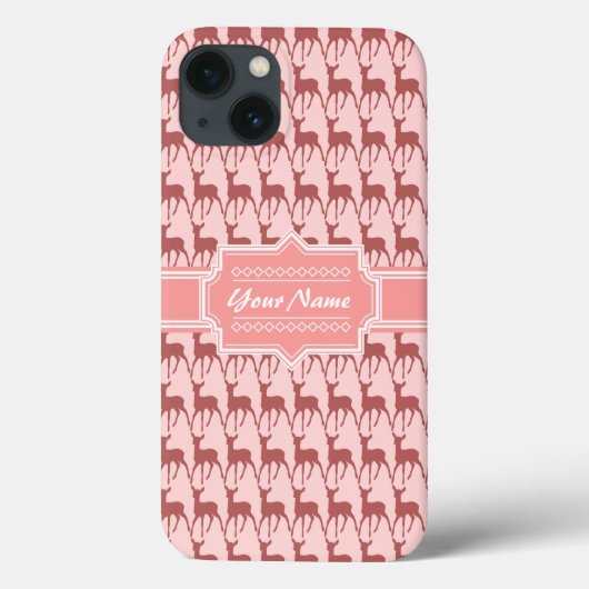 サンゴピンクのサケの鹿の模様 |パーソナライズされた N2 Case-Mate iPhoneケース (裏面)