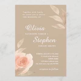 サンゴピンクのバラ。植物園フローラ結婚ズ 招待状