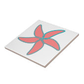 サンゴピンクのヒトデ白 タイル (側面)