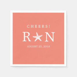 サンゴピンクのヒトデ | 結婚s スタンダードカクテルナプキン