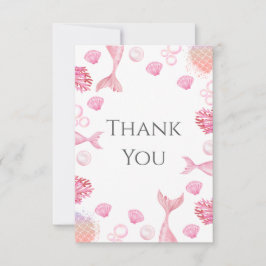 サンゴピンクの人魚をテーマにした誕生日パーティー サンキューカード