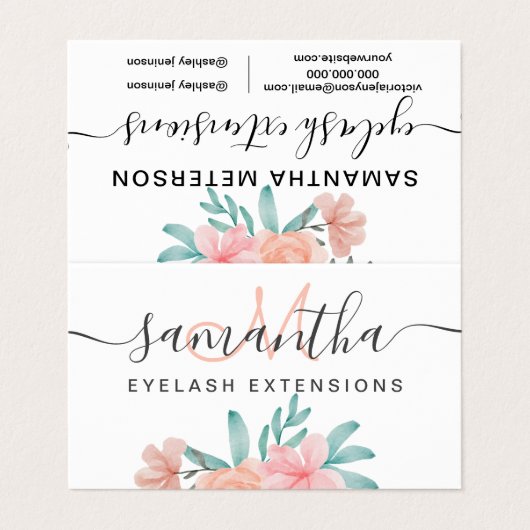 サンゴピンクフローラ水彩アフターケア 名刺 (外部フラット)