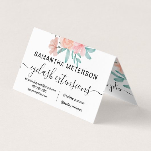 サンゴピンクフローラ水彩アフターケア 名刺 (裏面)