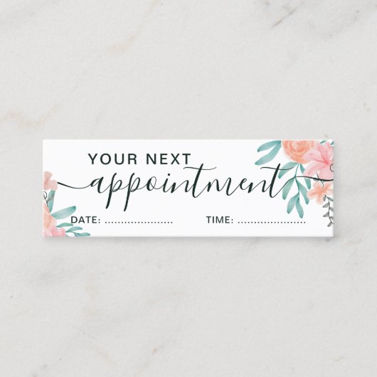サンゴピンクフローラ水彩トレンディーアポイントメント スキニー名刺 (正面)