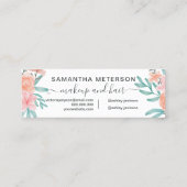 サンゴピンクフローラ水彩トレンディーアポイントメント スキニー名刺 (裏面)