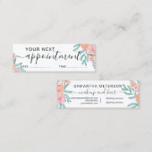 サンゴピンクフローラ水彩トレンディーアポイントメント スキニー名刺 (正面/裏面)