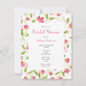 サンゴピンク水彩花茎模様 招待状 (正面)