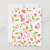 サンゴピンク水彩花茎模様 招待状 (裏面)