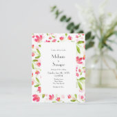 サンゴピンク水彩花茎模様 招待状 (スタンド正面)