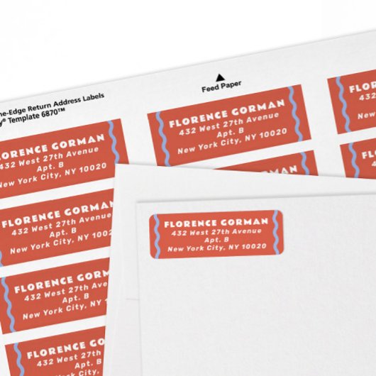 サンゴフランスのと青の波状枠 ラベル