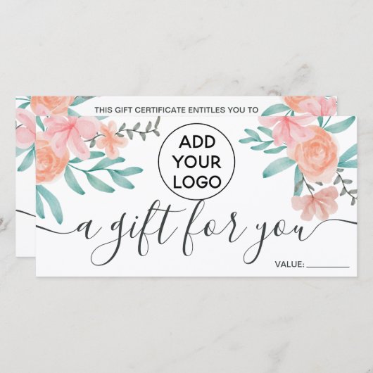 サンゴフローラの水の色のロゴギフト証明書 (正面/裏面)