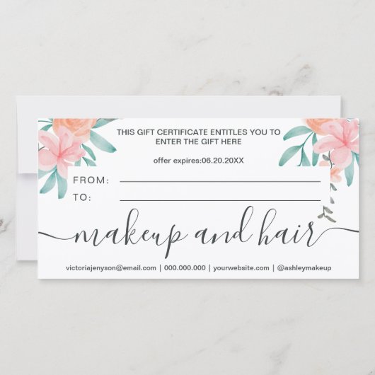 サンゴフローラの水の色のロゴギフト証明書 (裏面)