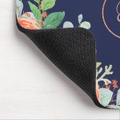 サンゴフローラバラ金ゴールドグリッターモノグラムネイビー マウスパッド (コーナー)