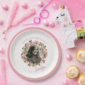 サンゴフローラパーソナライズされたリース付/写真 ペーパープレート (パーティー)