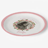 サンゴフローラパーソナライズされたリース付/写真 ペーパープレート (アングル)