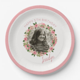 サンゴフローラパーソナライズされたリース付/写真 ペーパープレート